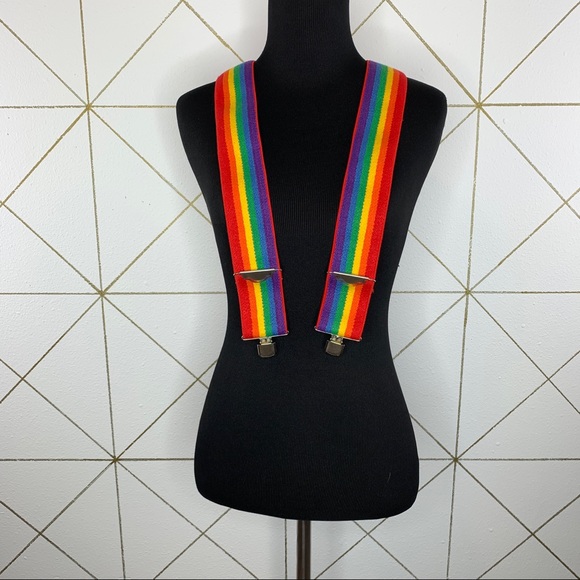 Rainbow Adjustable Elastic Gator Clasp Suspenders